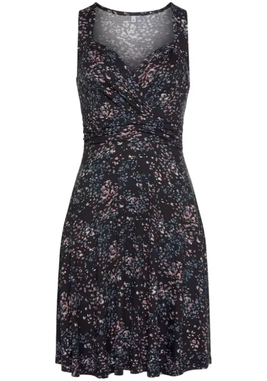Discount Vivance Jerseykleid Schwarz-Rose-Bedruckt