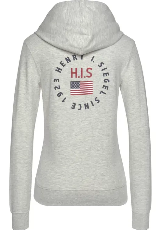 Hot H.I.S Kapuzensweatjacke Grau-Meliert