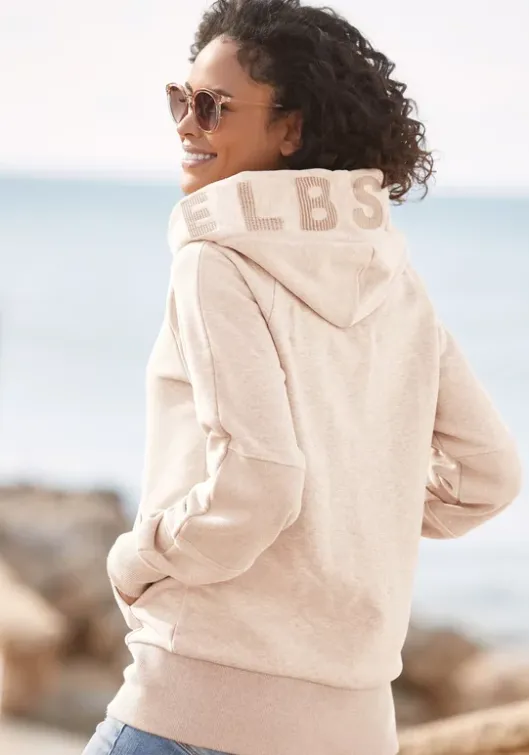 Sale Elbsand Kapuzensweatjacke"Kelina" Creme-Meliert