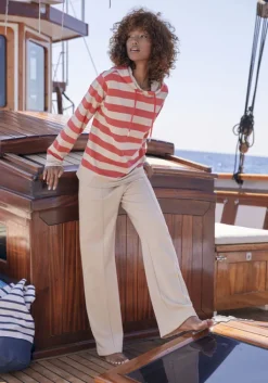 New H.I.S Kapuzensweatshirt Rot-Nougat-Gestreift
