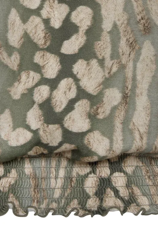 Best LASCANA Kurzarmshirt Taupe-Grun-Bedruckt
