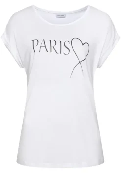 Hot LASCANA Kurzarmshirt Weis-Bedruckt