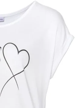 Hot LASCANA Kurzarmshirt Weis-Bedruckt