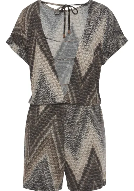 New LASCANA Kurzoverall Schwarz-Braun-Creme Bedruckt