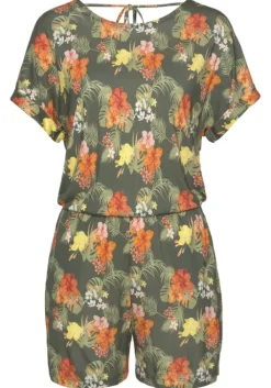 Clearance LASCANA Kurzoverall Khaki Bedruckt
