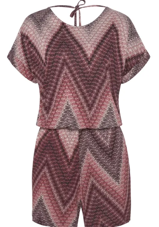 New LASCANA Kurzoverall Sand-Bordeaux Bedruckt