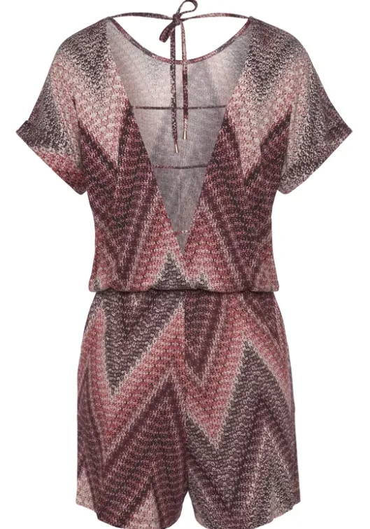 New LASCANA Kurzoverall Sand-Bordeaux Bedruckt