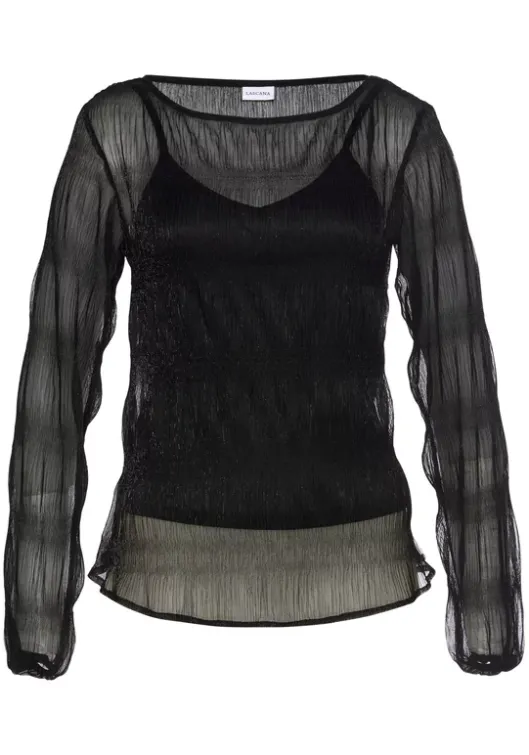 New LASCANA Langarmbluse Schwarz