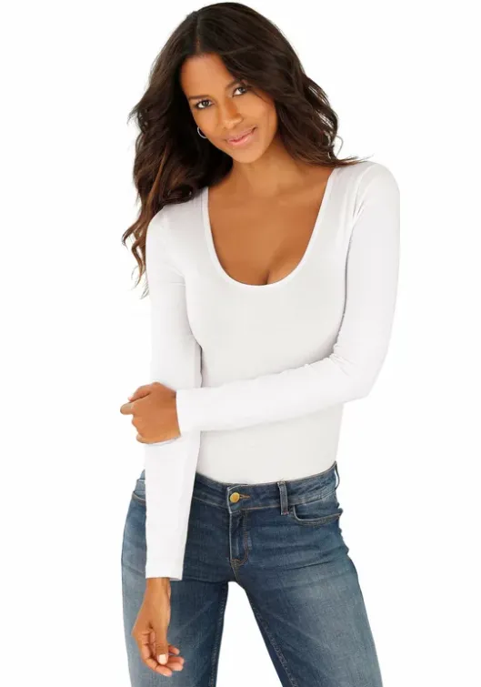 Clearance Vivance Langarmbody Schwarz, Weis