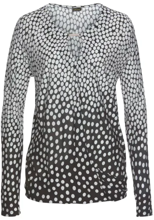 Sale LASCANA Langarmshirt Schwarz-Weis-Bedruckt