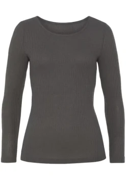 Best LASCANA Langarmshirt Anthrazit