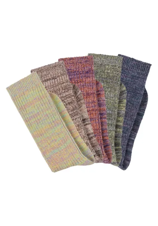 Discount LASCANA Langsocken 1X Gelb-Bunt, 1X Grun-Bunt, 1X Rot-Bunt, 1X Blau-Bunt, 1X Hellbraun-Bunt