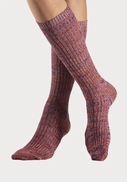 Discount LASCANA Langsocken 1X Gelb-Bunt, 1X Grun-Bunt, 1X Rot-Bunt, 1X Blau-Bunt, 1X Hellbraun-Bunt