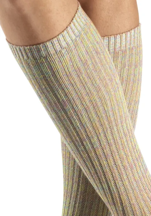 Discount LASCANA Langsocken 1X Gelb-Bunt, 1X Grun-Bunt, 1X Rot-Bunt, 1X Blau-Bunt, 1X Hellbraun-Bunt