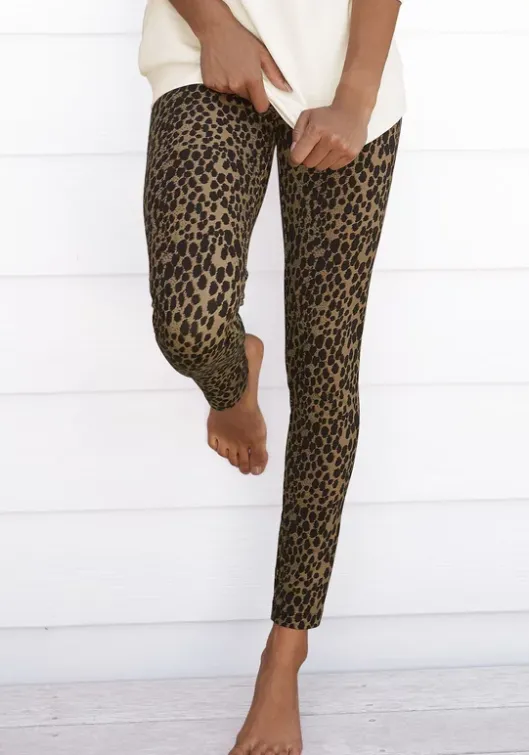 Discount Buffalo Leggings Camelfarben-Schwarz-Leo