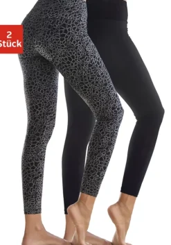 Discount H.I.S Leggings Schwarz-Bedruckt, Schwarz-Uni