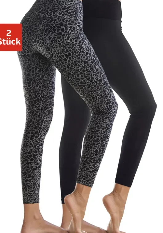 Discount H.I.S Leggings Schwarz-Bedruckt, Schwarz-Uni