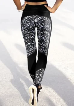 Online LASCANA ACTIVE Leggings"Splash" Schwarz-Marmoriert-Weis