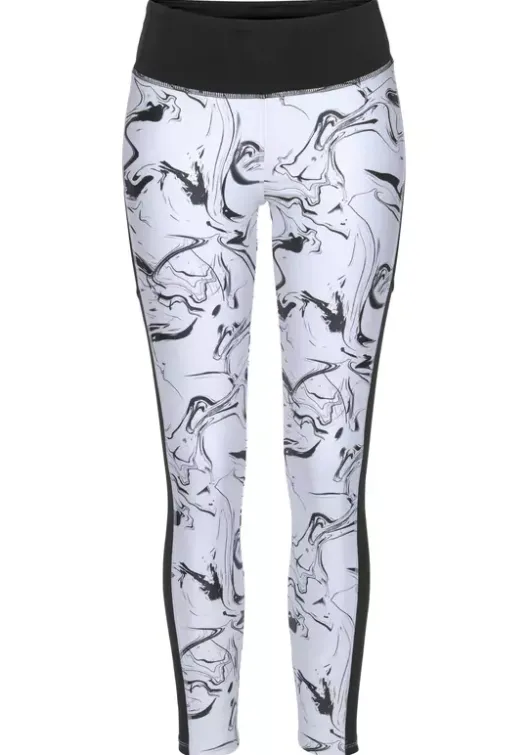 Outlet LASCANA ACTIVE Leggings"White Marble" Weis-Schwarz-Gemustert-Neongelb