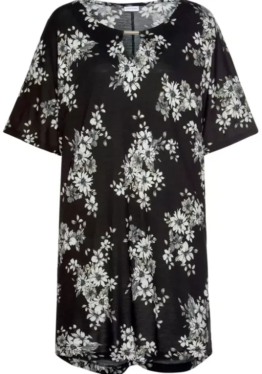 LASCANA Longshirt Schwarz-Bedruckt