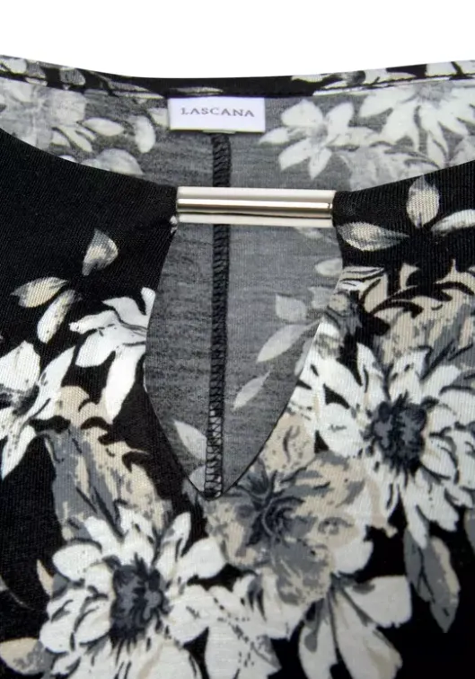 LASCANA Longshirt Schwarz-Bedruckt
