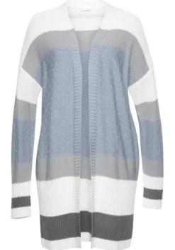 Clearance LASCANA Longstrickjacke Blau-Creme-Grau