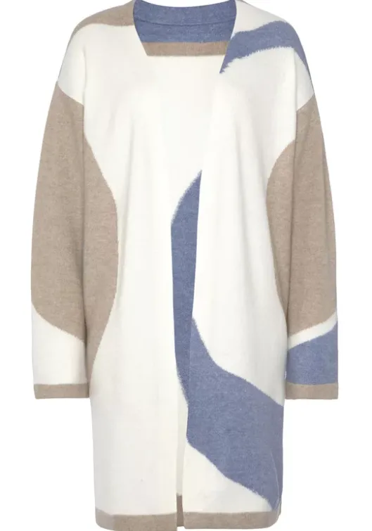 Sale LASCANA Longstrickjacke Creme-Beige-Blau