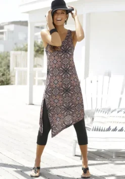 Outlet Beachtime Longtop Braun-Bedruckt, Schwarz