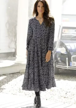 Online LASCANA Maxikleid Schwarz-Creme-Bedruckt