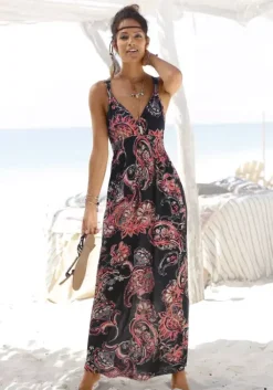 New LASCANA Maxikleid Schwarz-Bedruckt