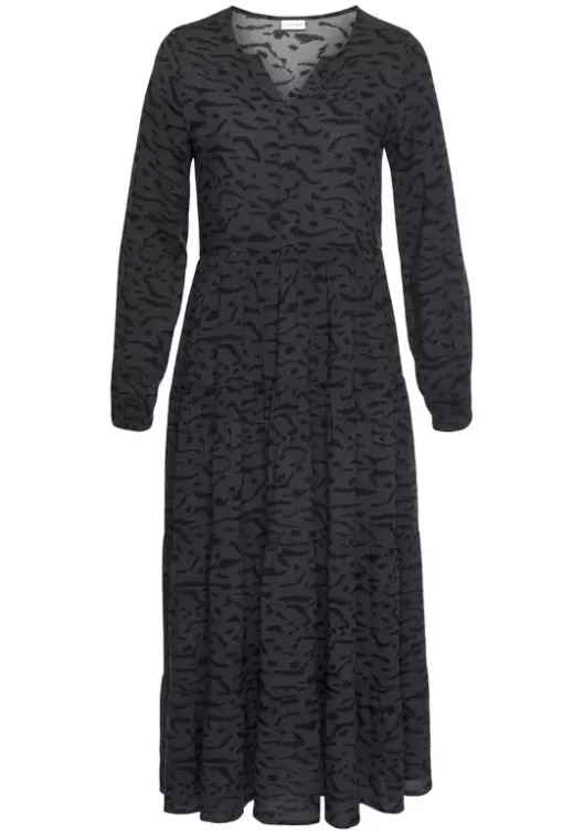 Online LASCANA Maxikleid Grau-Schwarz-Bedruckt