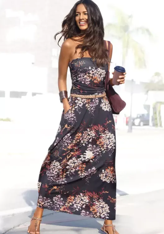 Outlet LASCANA Maxikleid Schwarz-Bedruckt