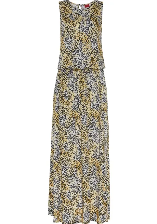 Discount s.Oliver Maxikleid Schwarz-Gelb Bedruckt