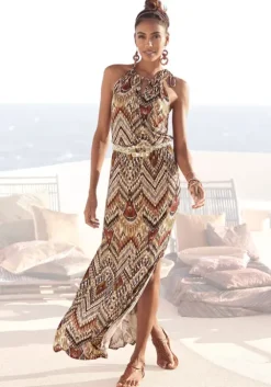 Discount LASCANA Maxikleid Braun-Bedruckt