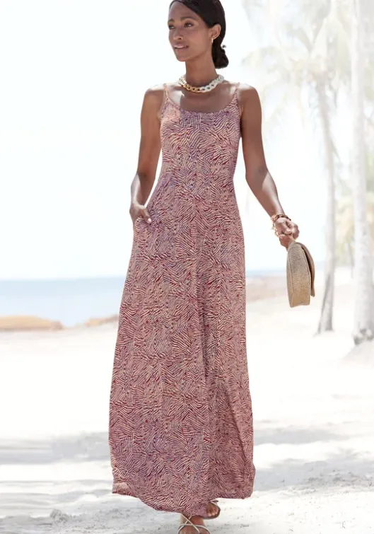 Clearance Vivance Maxikleid Rot-Apricot-Blau Bedruckt
