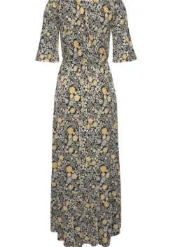LASCANA Maxikleid Schwarz-Gelb-Bedruckt