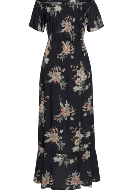 Best LASCANA Maxikleid Schwarz-Bedruckt