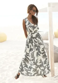 Discount s.Oliver Maxikleid Sand-Schwarz Bedruckt