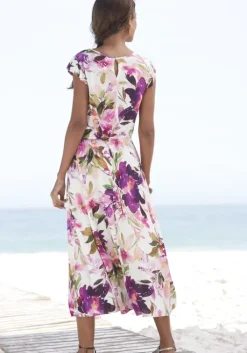 New Beachtime Midikleid Weis Bedruckt