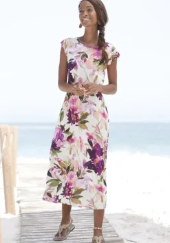 New Beachtime Midikleid Weis Bedruckt