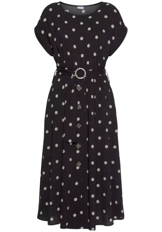 Online LASCANA Midikleid Schwarz-Sand-Bedruckt