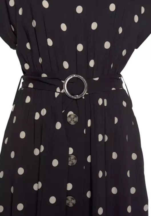Online LASCANA Midikleid Schwarz-Sand-Bedruckt