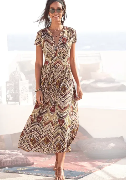New LASCANA Midikleid Braun-Bedruckt