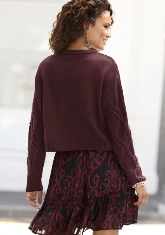 Clearance Buffalo Minirock Bordeaux-Schwarz-Bedruckt