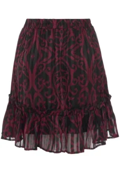 Clearance Buffalo Minirock Bordeaux-Schwarz-Bedruckt