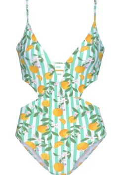 Online Buffalo Monokini"Capri" Mint-Orange Bedruckt