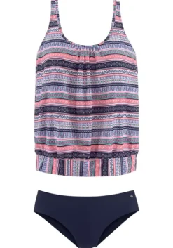 Best s.Oliver Oversize-Tankini Blau-Rosa-Bedruckt