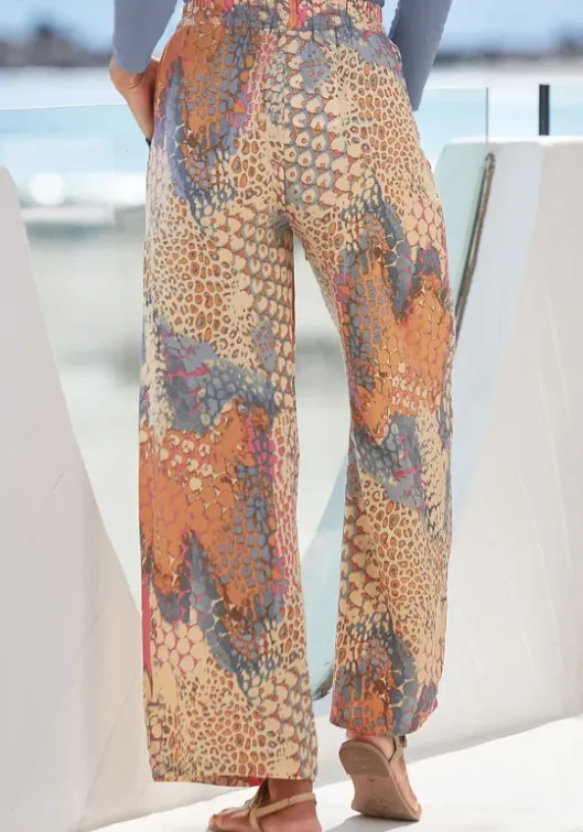 Outlet Buffalo Palazzohose Orange-Blau-Bedruckt