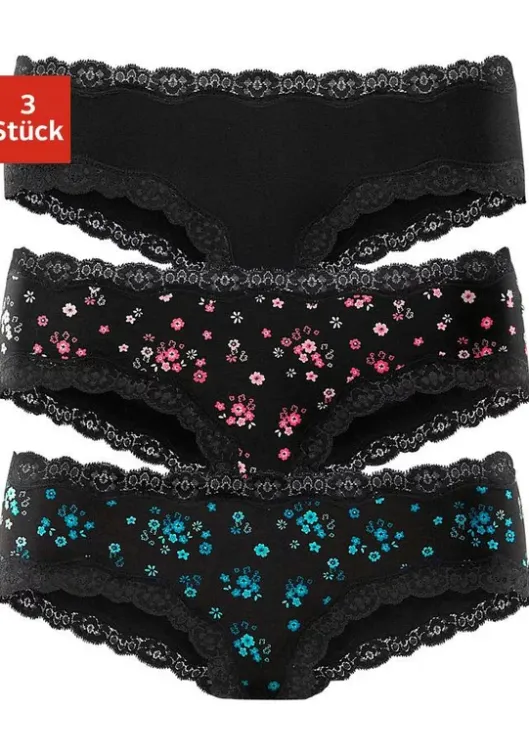 Best Buffalo Panty Koralle-Geblumt, Petrol-Geblumt, Schwarz-Uni
