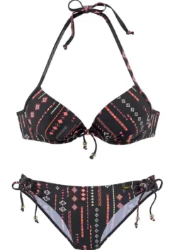 New Buffalo Push-Up-Bikini"Inka" Schwarz-Bedruckt